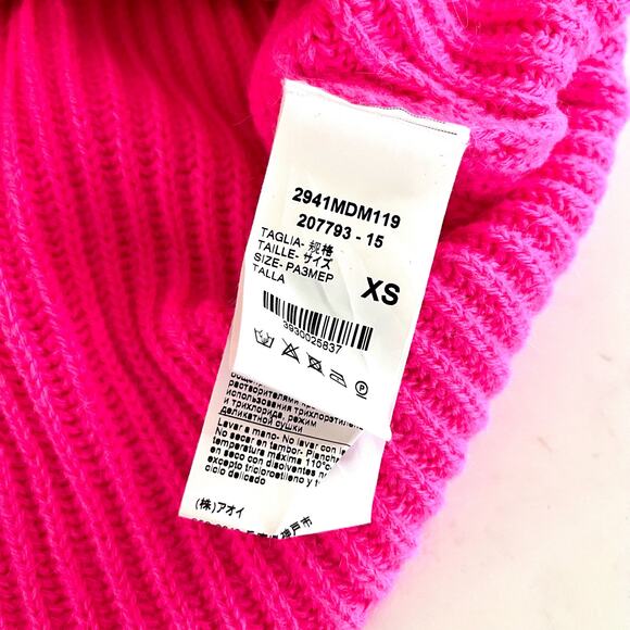 MSGM Drawstring Sleeve Ribbed Sweater Hot Pink XS - Picture 7 of 10